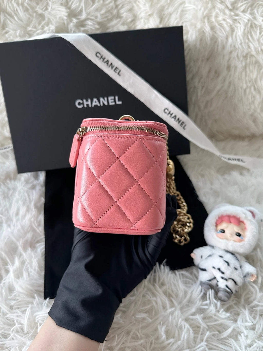 CHANEL Pink Heart Ball Long Box Shoulder Crossbody Bag For Women