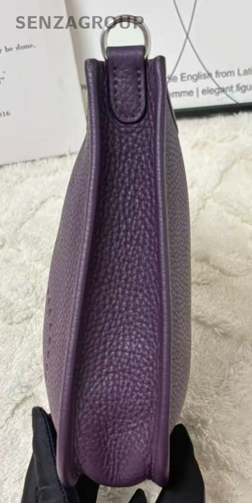 HERMES Evelyne Mini Shoulder Bag Crossbody Purple Silver Used Women Classic
