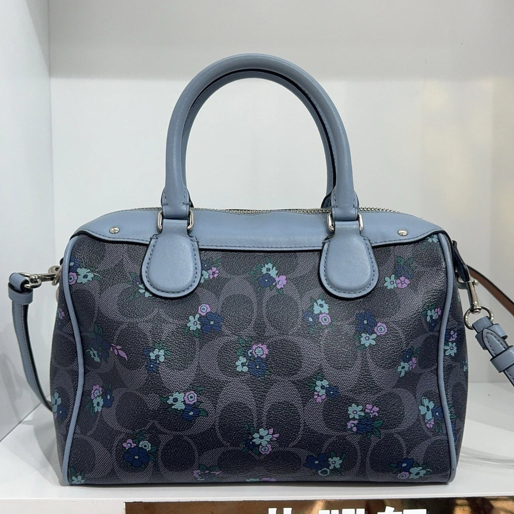 Coach Floral Print Colorblock Boston Handbag Crossbody Bag For Women