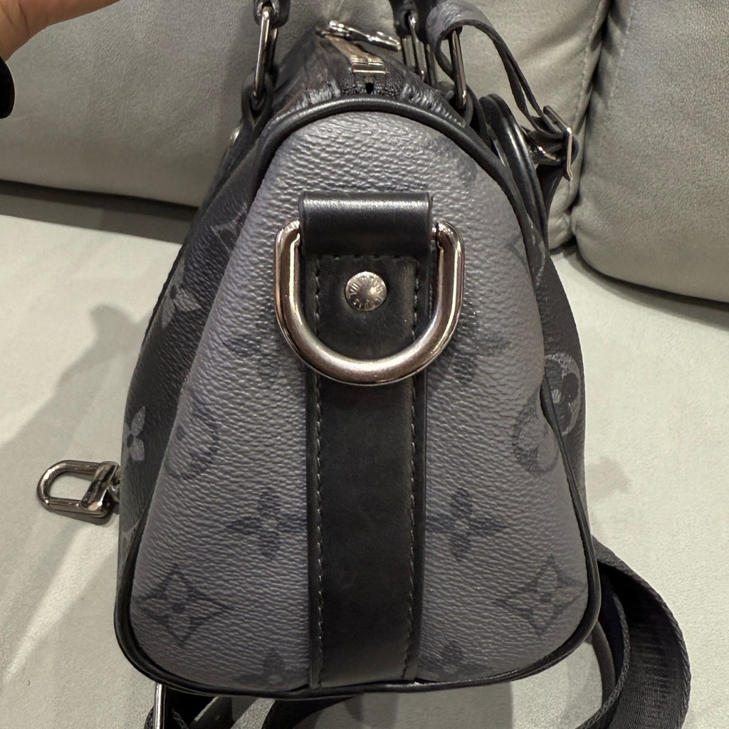 Louis Vuitton Keepall 25 Black Silver Hand Carry Shoulder Bag Unisex Classic
