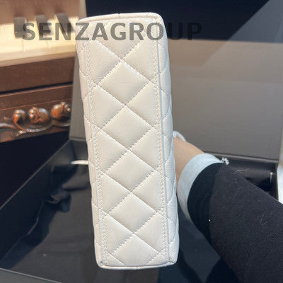 Chanel White Gold Kelly Handbag Crossbody Bag Calfskin Leather