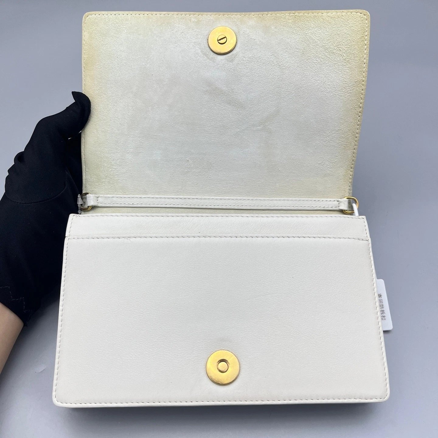 Dior Leather Studded Shield White Clutch Bag For Women