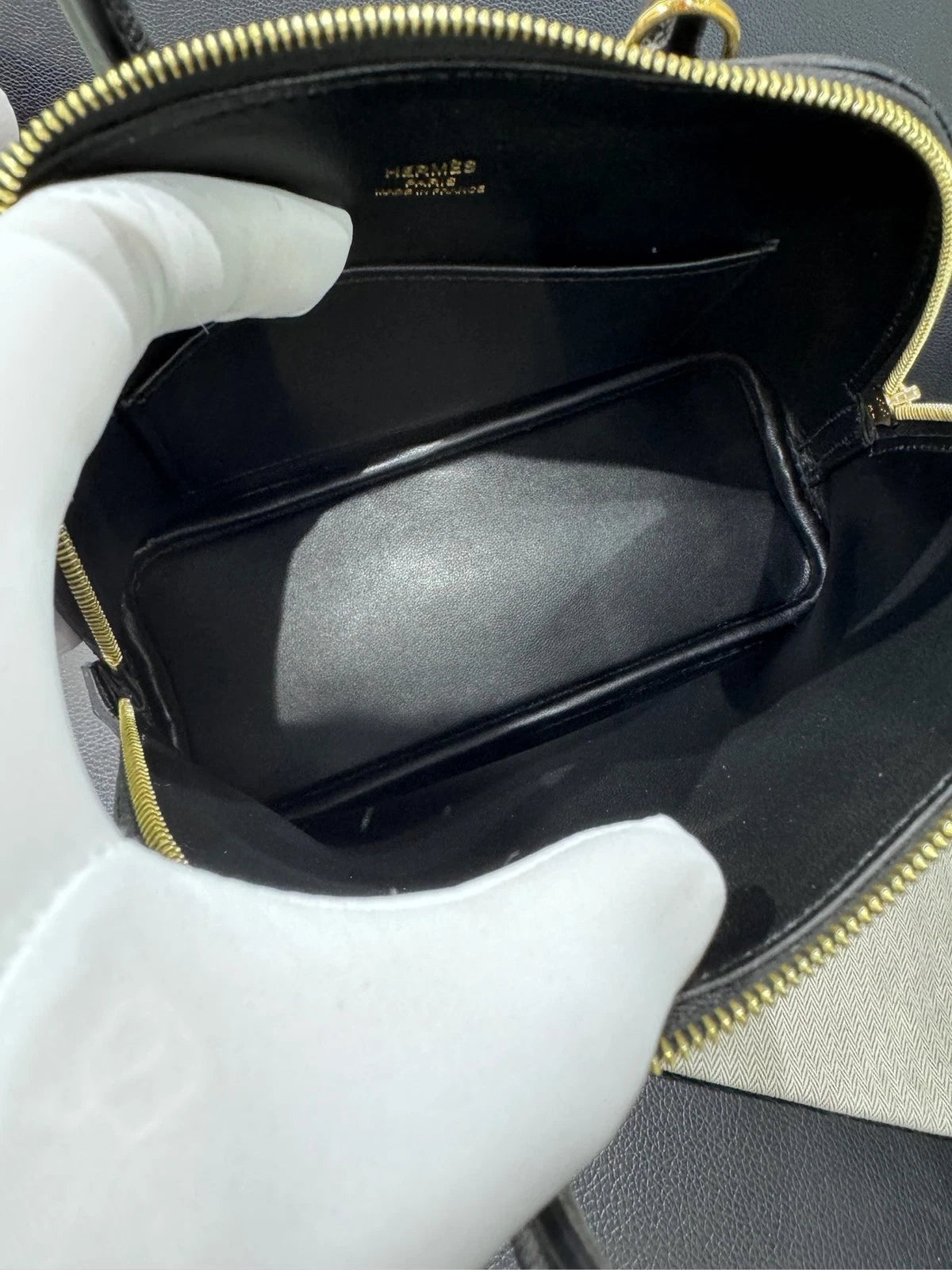 Hermes Mini Bolide Black Gold Leather Bag For Women