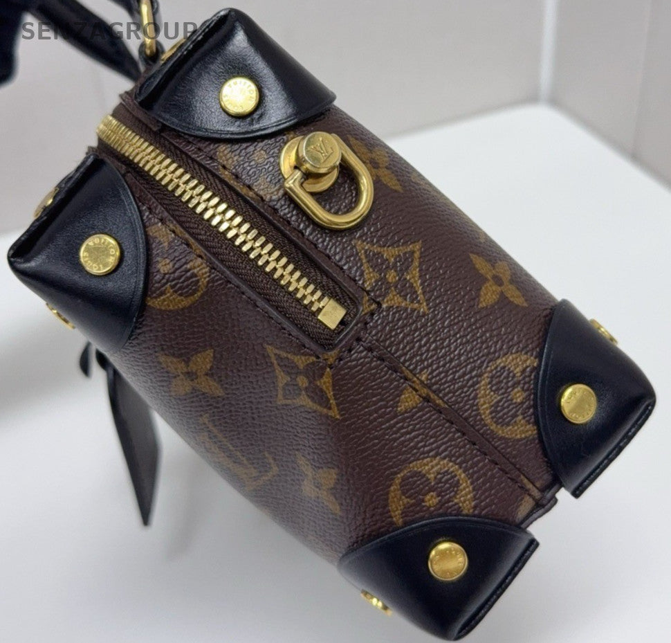 Louis Vuitton Petite Malle Monogram Top Handle Shoulder Crossbody Bag Brown
