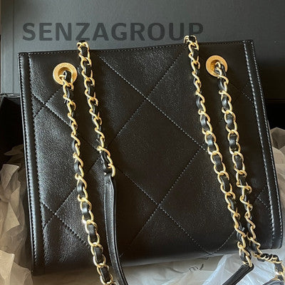 Chanel Black Gold Tote Mini Chain Shoulder Bag Quilted Pattern