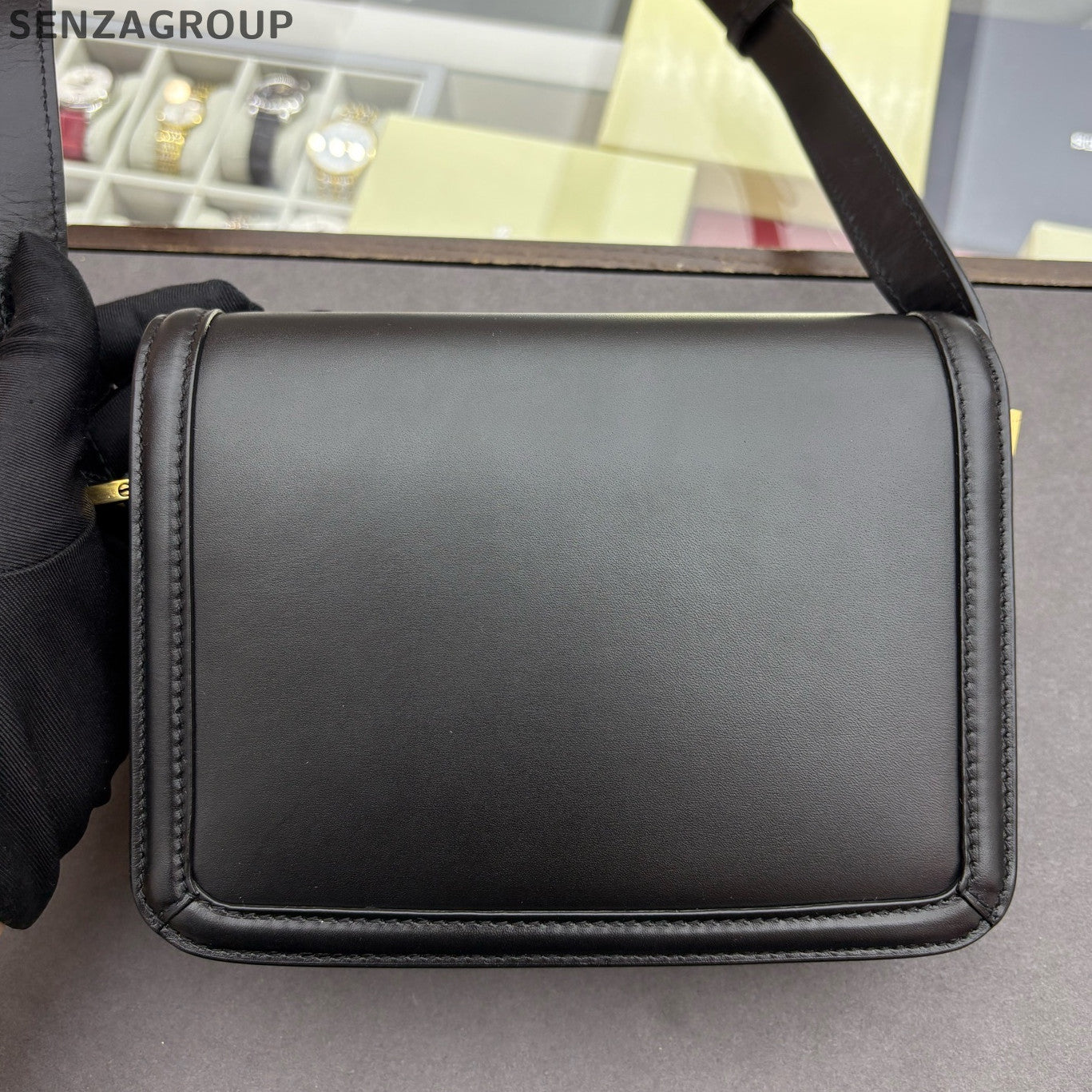 Saint Laurent YSL Solferino Box Small Black Gold Handbag Shoulder Bag