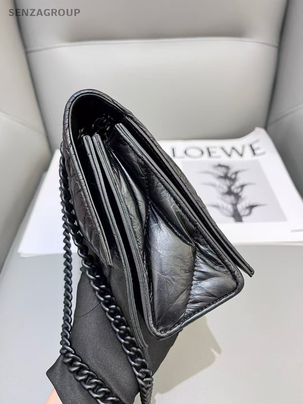 Balenciaga Crush So Black Hourglass Crossbody Shoulder Bag Women Black