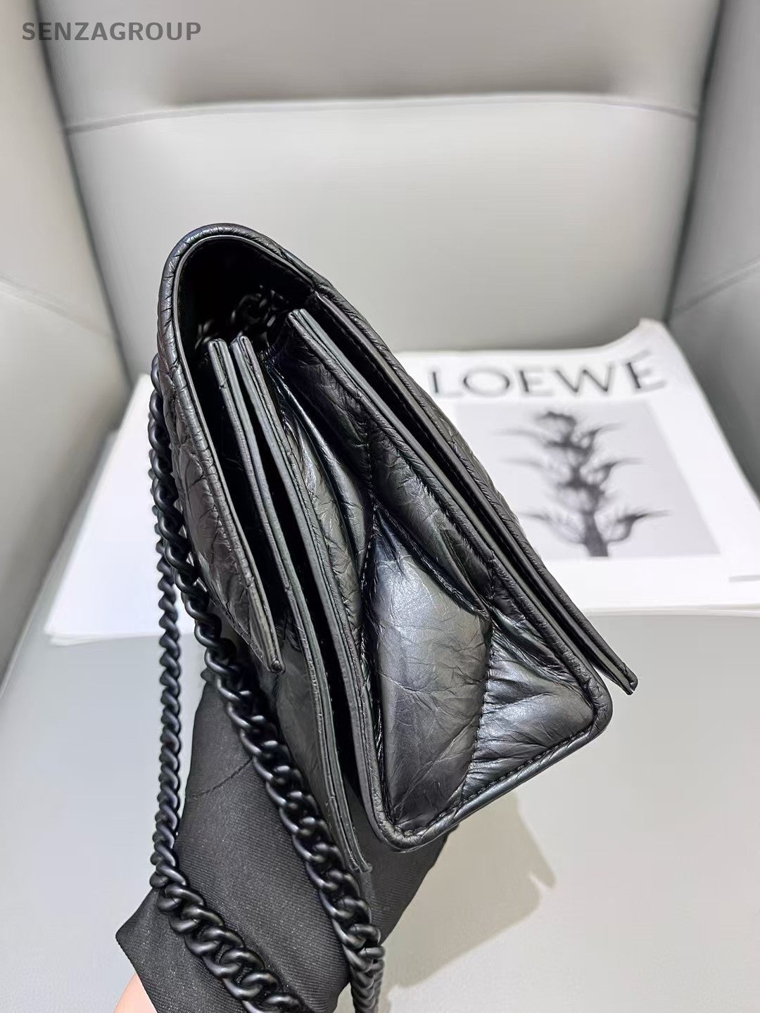 Balenciaga Crush So Black Hourglass Crossbody Shoulder Bag Women Black