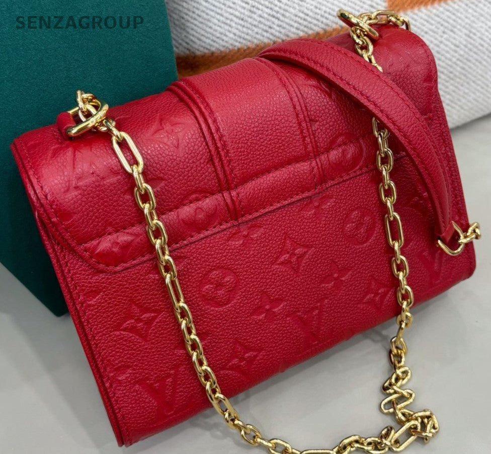 Louis Vuitton Saint Sulpice PM Chain Shoulder Bag Red Gold Women Classic