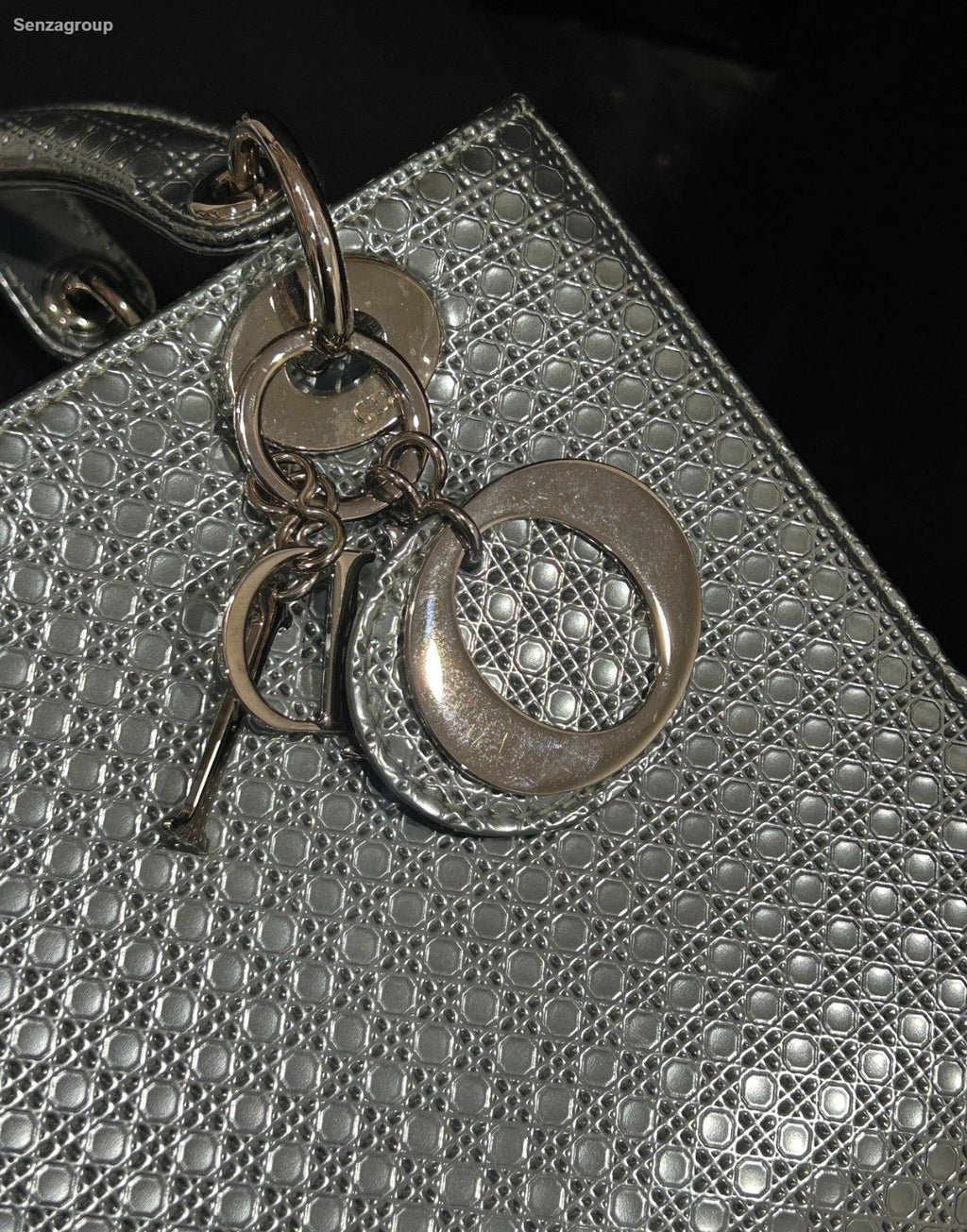 Christian Dior Lady Dior Top Handle Crossbody Blue Silver Women Classic Fashion