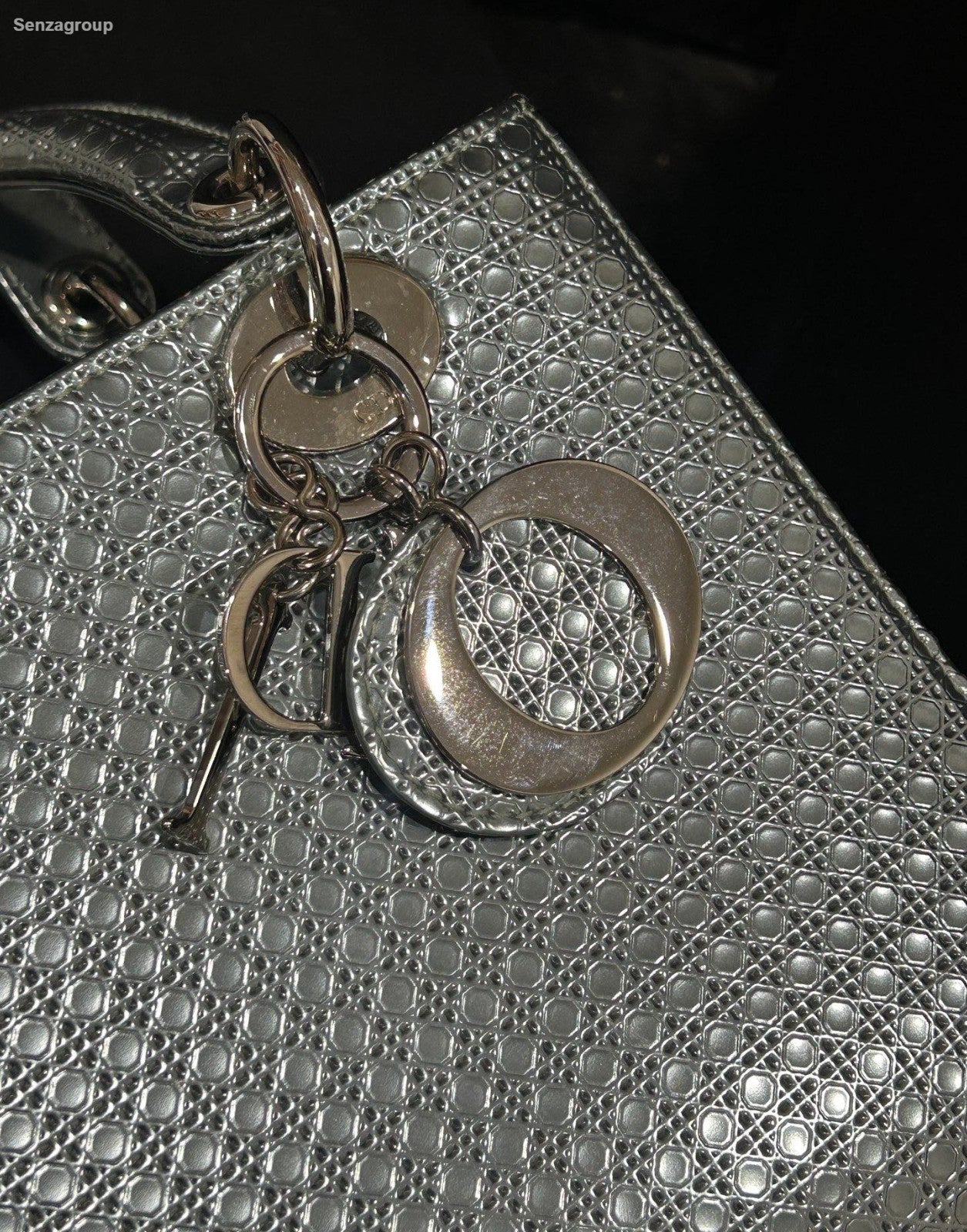 Christian Dior Lady Dior Top Handle Crossbody Blue Silver Women Classic Fashion