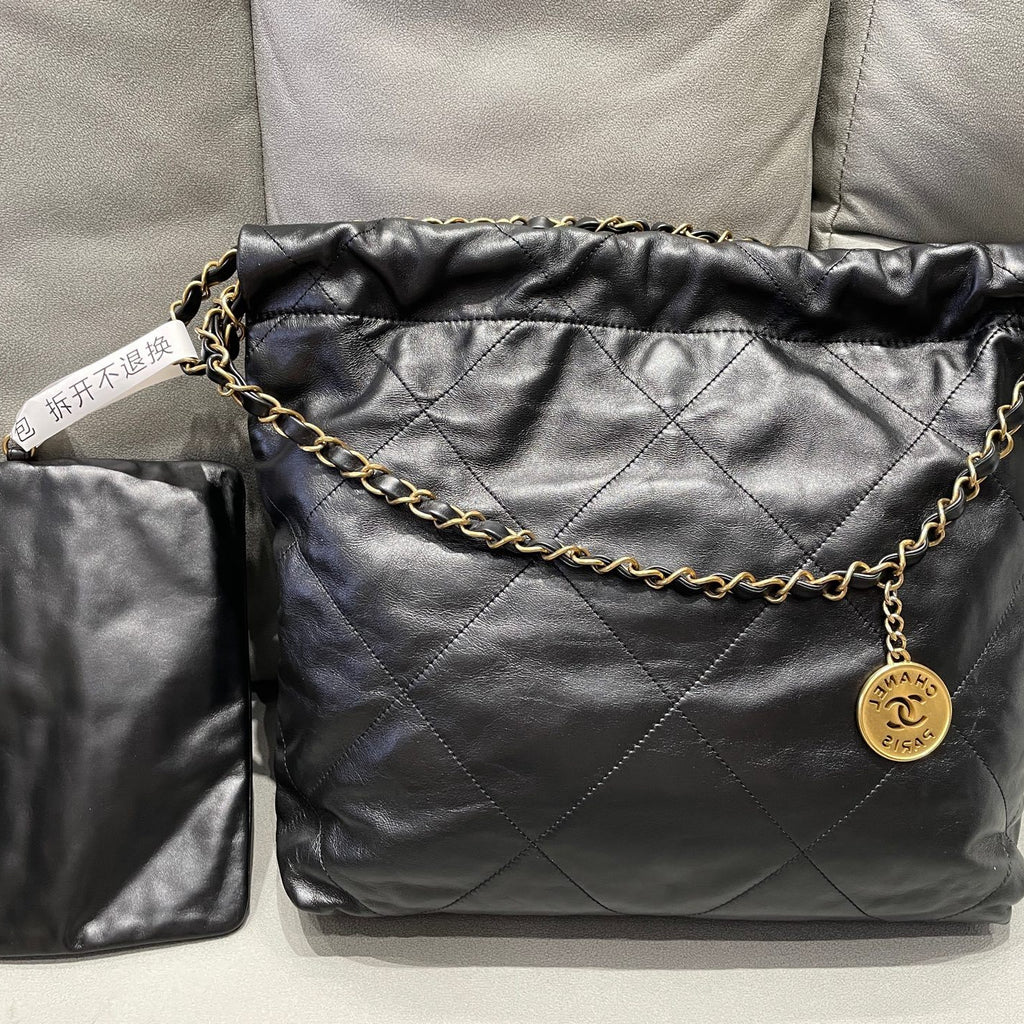 Chanel 22 Bag Small Black Gold Chain Shoulder Crossbody Bag