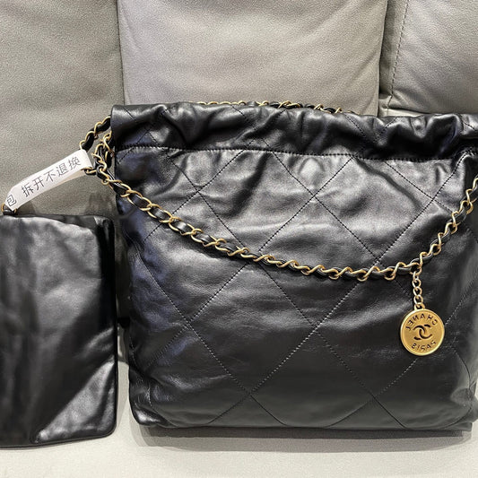 Chanel 22 Bag Small Black Gold Chain Shoulder Crossbody Bag