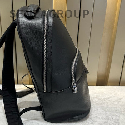 Louis Vuitton Anton Black Leather Backpack Silver Hardware Unisex Classic