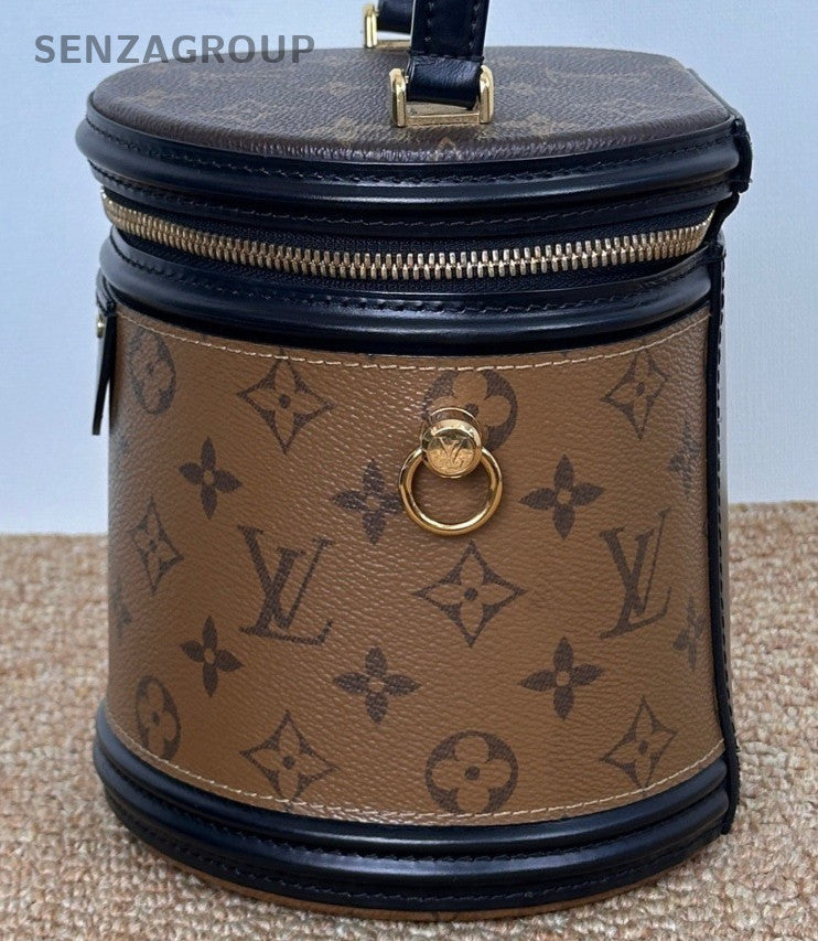 Louis Vuitton Monogram Cannes Top Handle Bag Crossbody Black Gold Women Classic