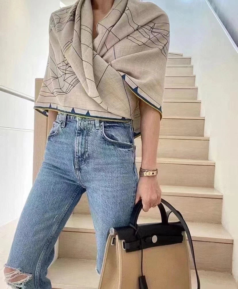 Hermes Herbag31 Canvas Women Tote Bag Beige Black Silver Hardware