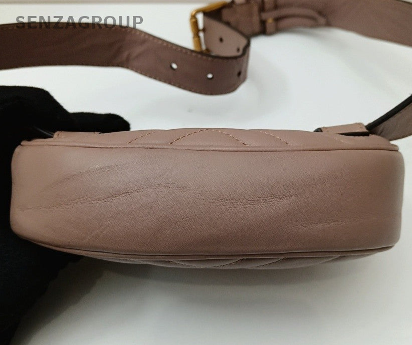 Gucci GG Logo Waist Bag Crossbody Brown Gold Used Women Classic Fashion