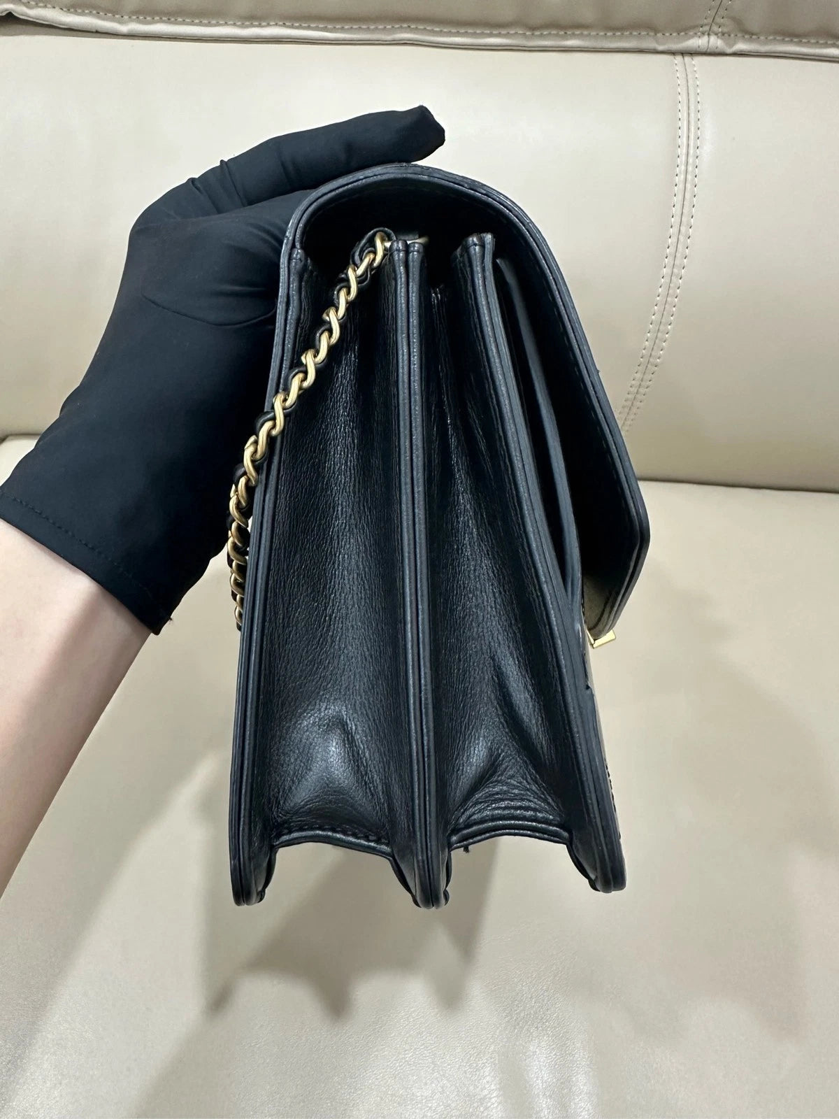 CHANEL Black Patent Leather Crossbody Bag For Women