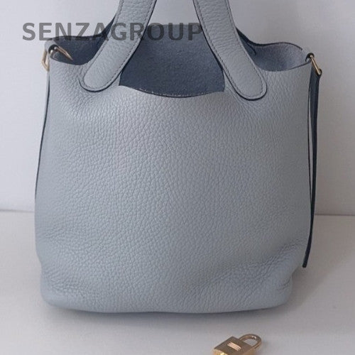 Hermes Picotin Lock Tote Bag Blue Gold Used Women Classic Designer