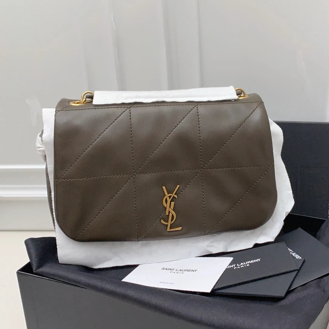 Saint Laurent Jamie Mini Lambskin Shoulder Crossbody Bag Green Gold Women
