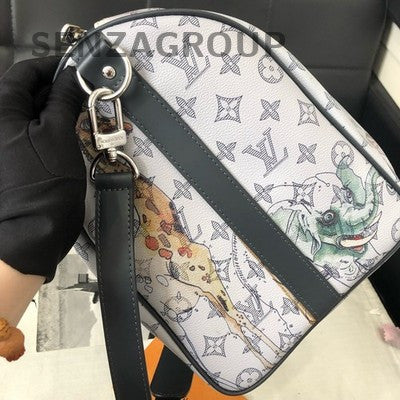 LV Keepall Zootopia Travel Bag Shoulder Crossbody White Black Classic