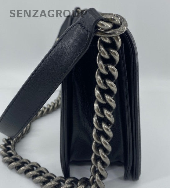 Chanel Leboy Chain Black Silver Shoulder Bag Used Women Classic