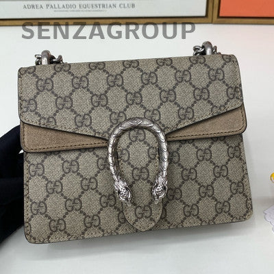 GUCCI Dionysus Small Brown Silver Chain Shoulder Crossbody Bag Women