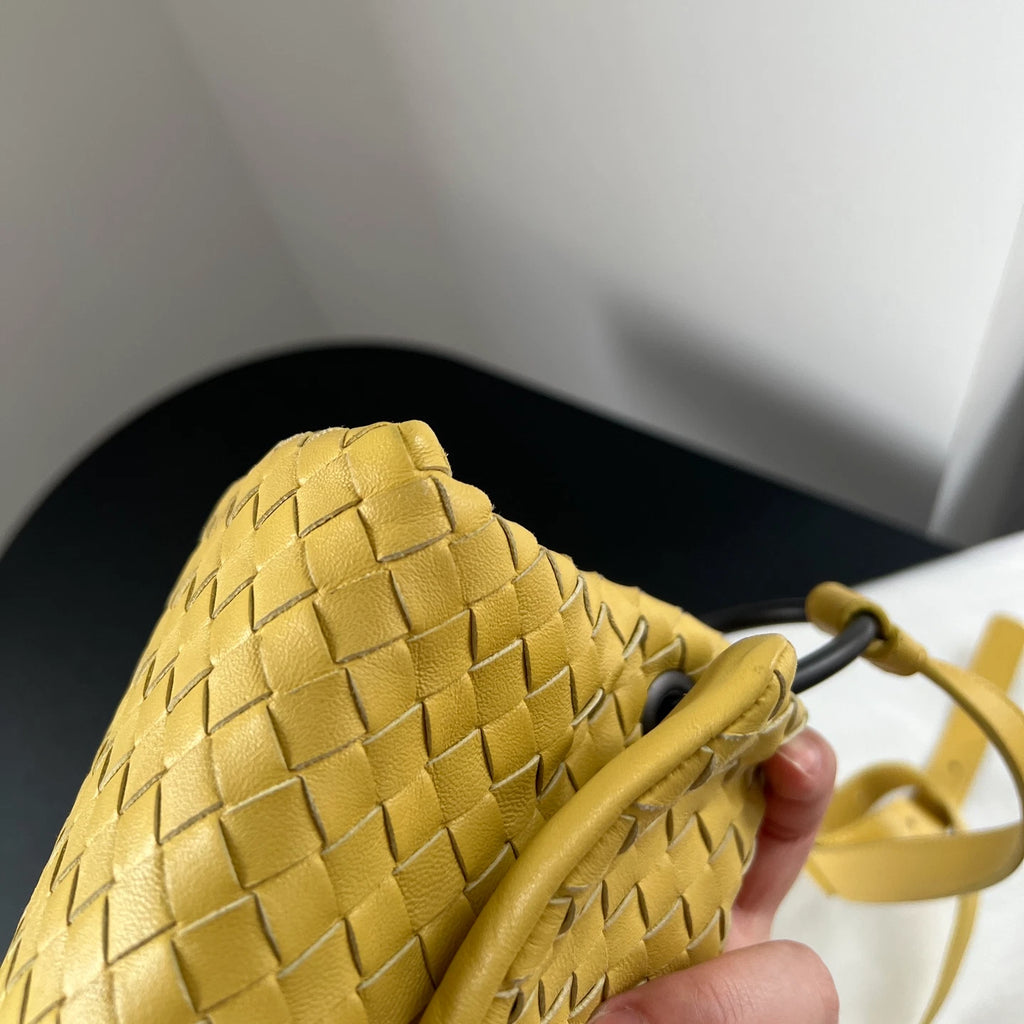 Bottega Veneta Cobbler PM Intrecciato Yellow Mustard Shoulder Bag Crossbody