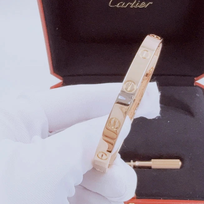 Cartier Love Classic 6.1mm Bangle Bracelet Double Screw 18k Rose Gold Size17