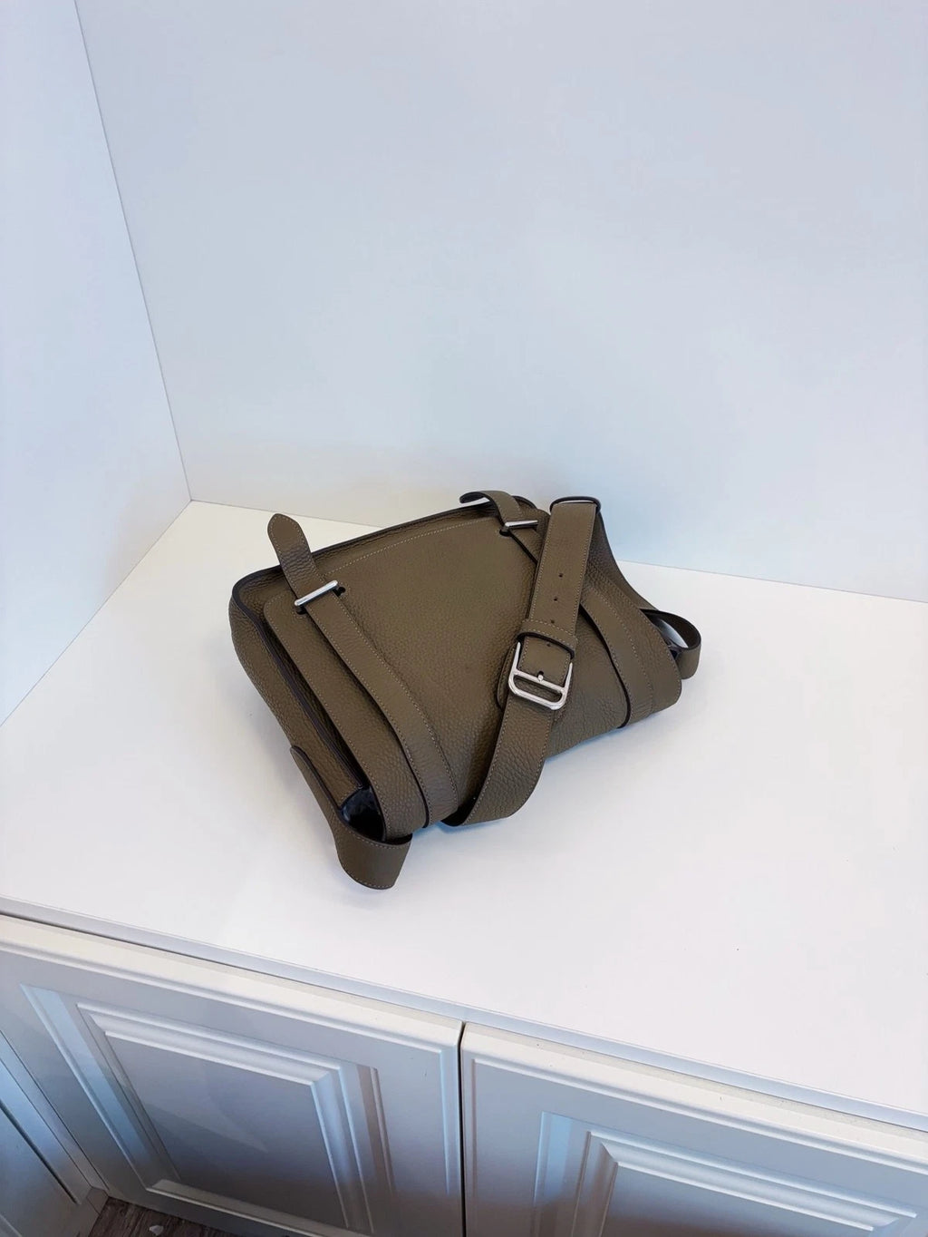 Hermès Steve 27 Small Crossbody Messenger Bag Grey Green