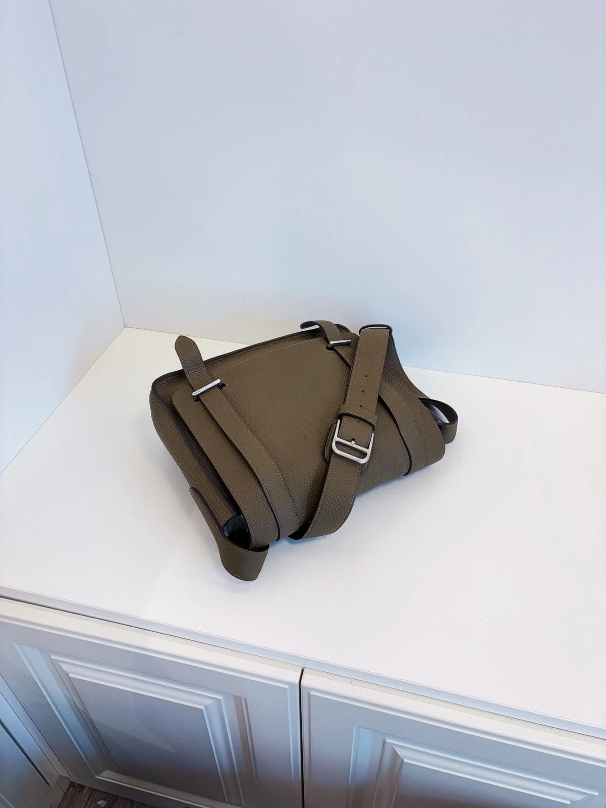 Hermès Steve 27 Small Crossbody Messenger Bag Grey Green