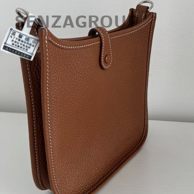 Hermes Evelyne Mini Gold Brown Silver Hardware Shoulder Crossbody Bag