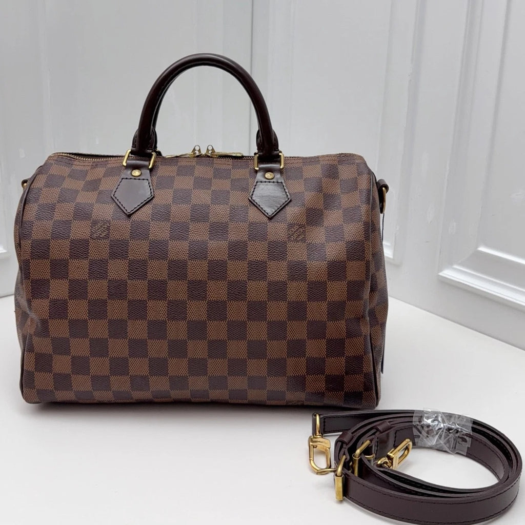 Louis Vuitton Speedy 30 Monogram Tote Top Handle Crossbody Brown Unisex