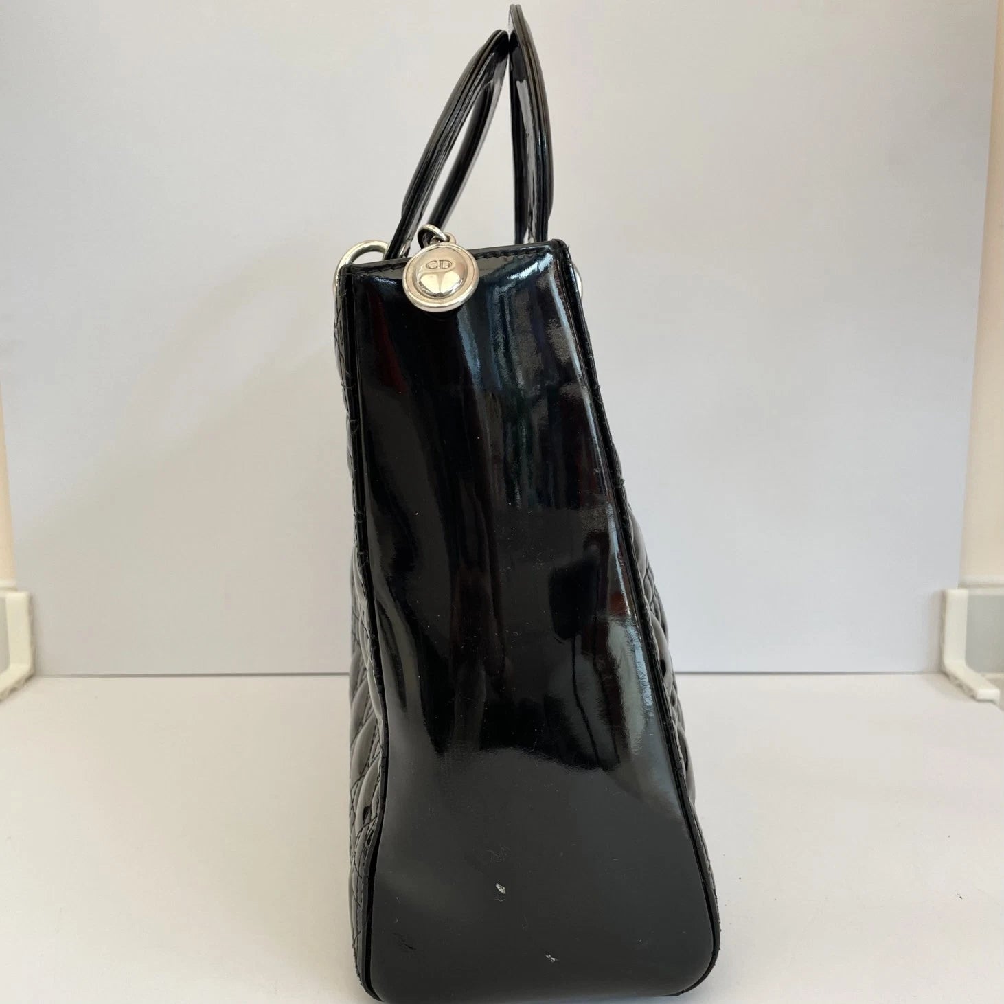 Dior Lady Dior Black Top Handle Excellent