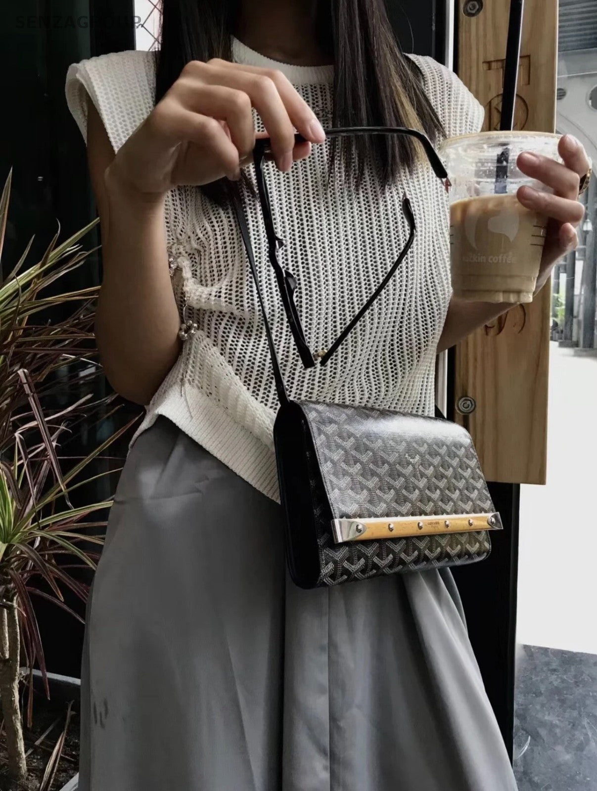 Goyard Monogram Monte Carlo Clutch Crossbody Shoulder Bag Women Brown