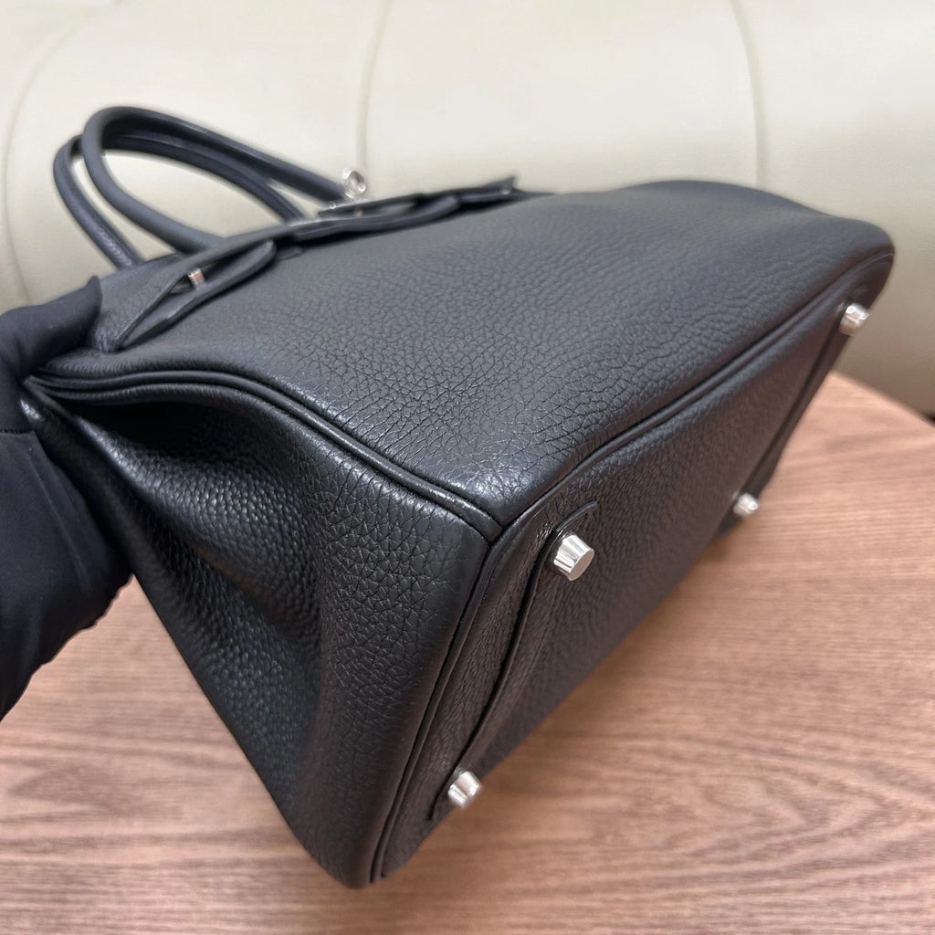 Authentic Hermes Birkin 30 Tote Togo Top Handle Bag Black Silver Hardware