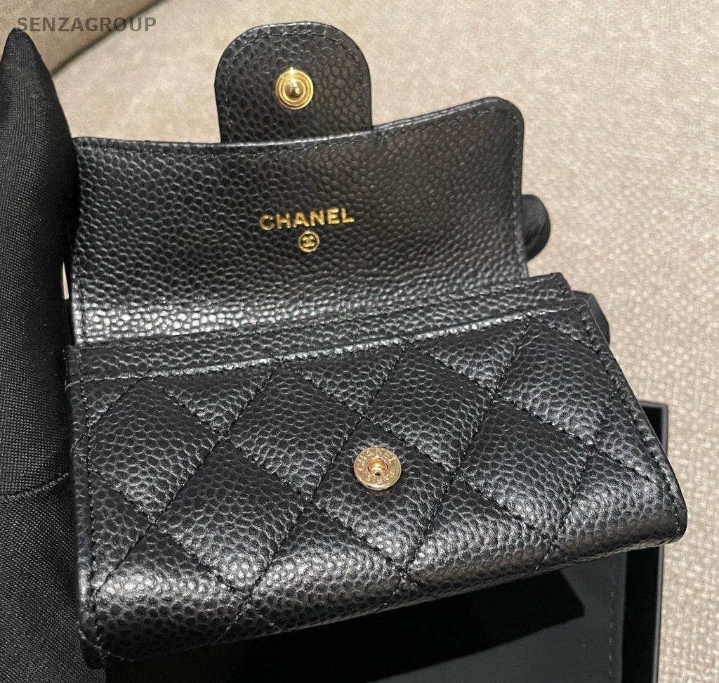 Chanel Classic Flap Calfskin Clutch Black Gold Diamond Women Fashion