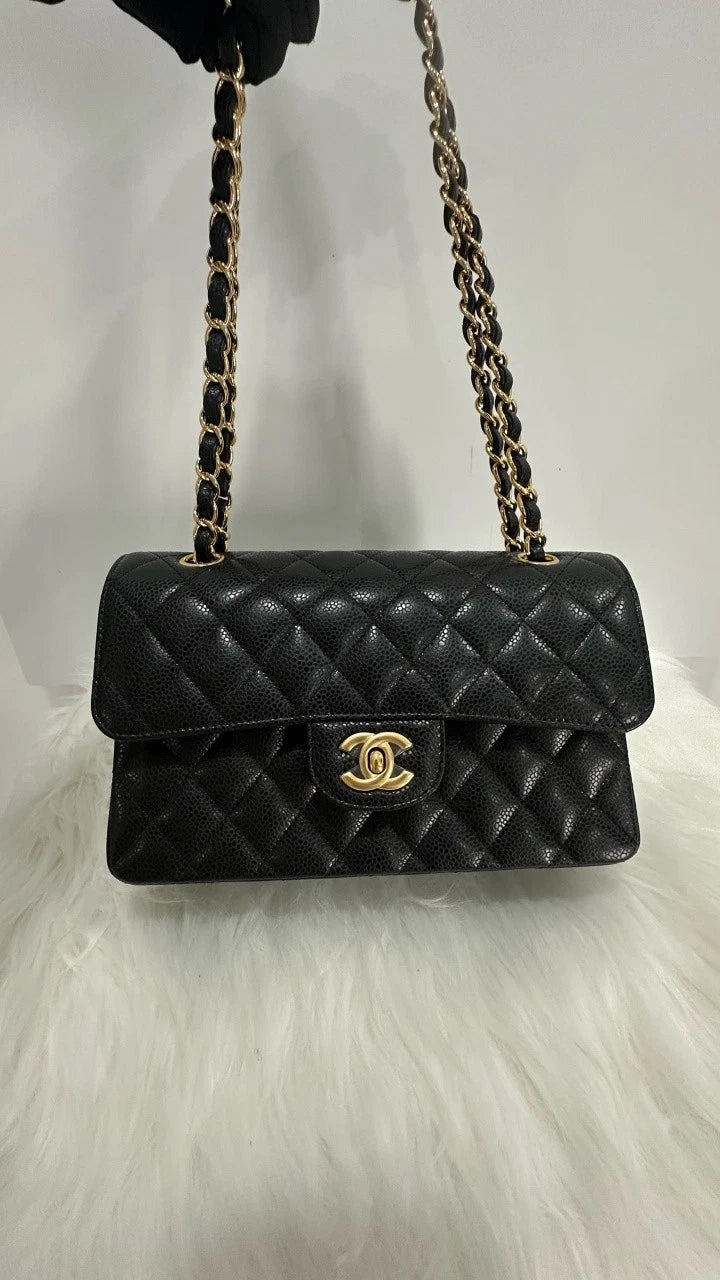 Pre-owned CHANEL Black Gold Mini CF Shoulder Bag For Women