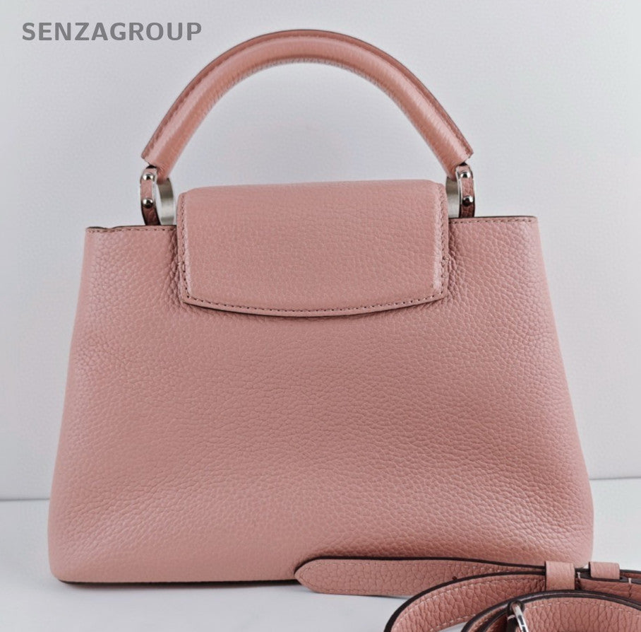 Louis Vuitton Capucines BB Top Handle Bag Crossbody Pink Silver Women Classic