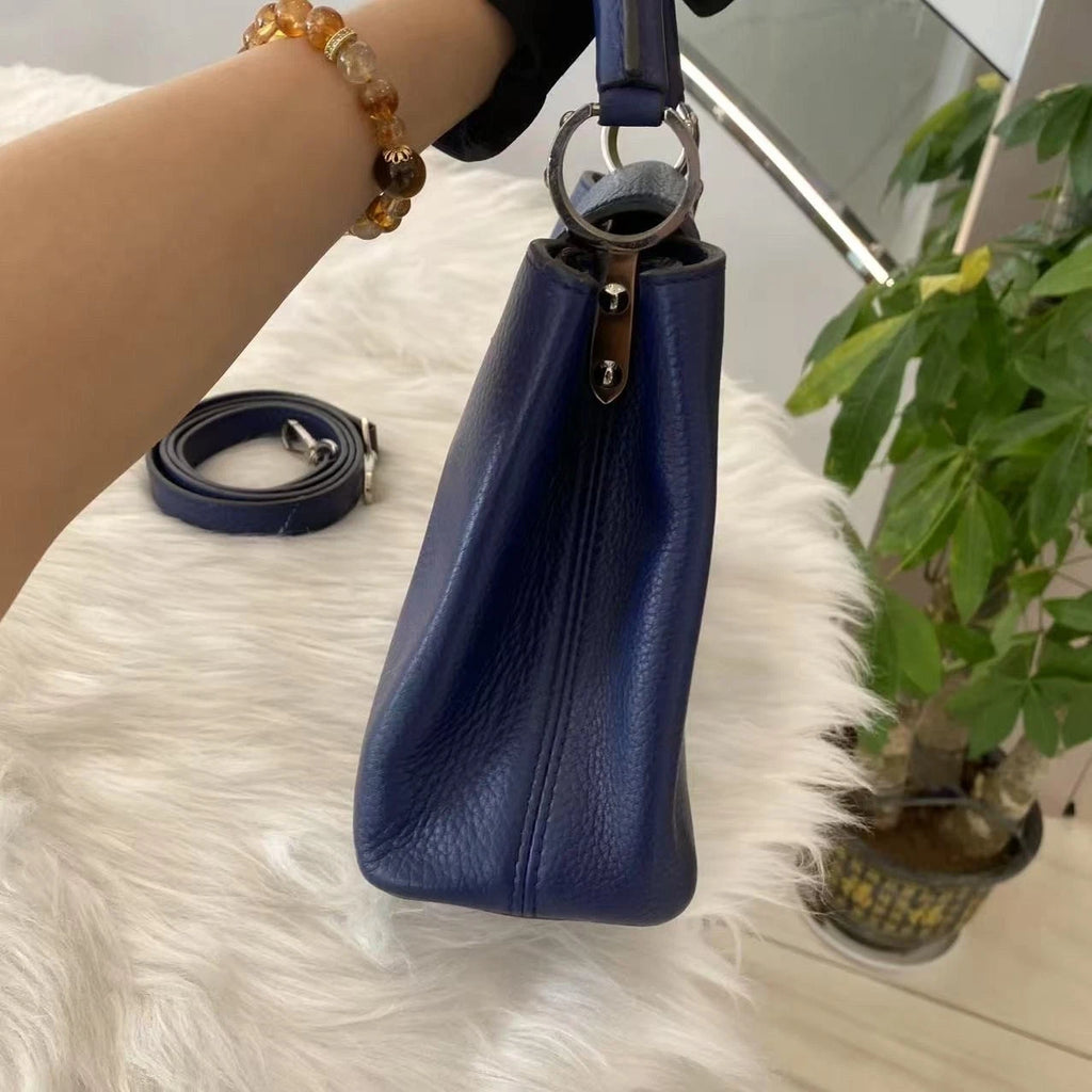 Louis Vuitton Capucines BB Handbag Blue Silver Classic Women's Bag