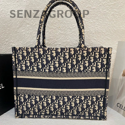 Dior Oblique Tote Bag Medium Blue Canvas - Classic Women's Handbag