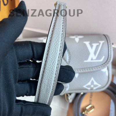 Louis Vuitton Mini Monogram Baguette Bag Grey Gold Crossbody Women