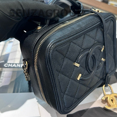 Chanel Black Gold Camera Bag Calfskin Shoulder Crossbody Quilted Classic