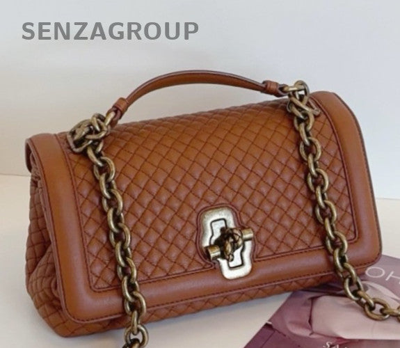 Bottega Veneta Olimpia Knot Chain Shoulder Bag Brown Gold Used Women Classic