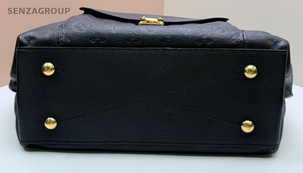Louis Vuitton Monogram Tote Shoulder Bag Black Gold Women Classic