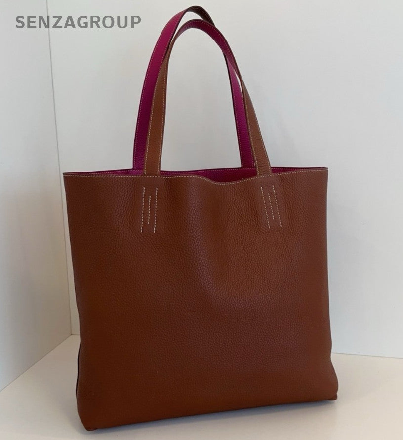 Hermes Double Sens35 Tote Shoulder Bag Brown Red Used Women Classic