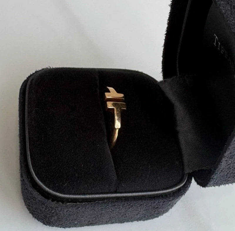Tiffany &amp; Co. Tiffany T Square 18K Rose Pink Gold Band Ring EU51/US5.75