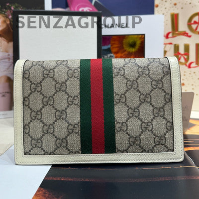 Gucci Margaret WOC Chain Shoulder Crossbody Bag White Silver Classic Women