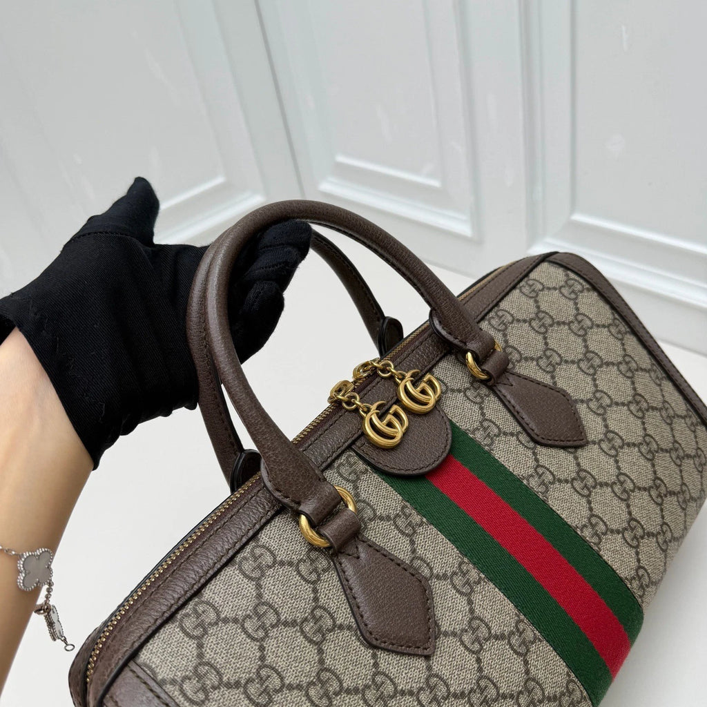 Gucci Ophidia Boston Bag GG Supreme Canvas Crossbody Bag Brown Women
