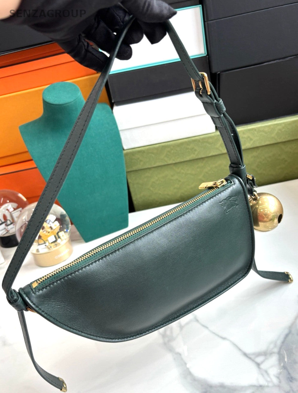 Burberry Shield bell Dark Green Shoulder Handbag Women